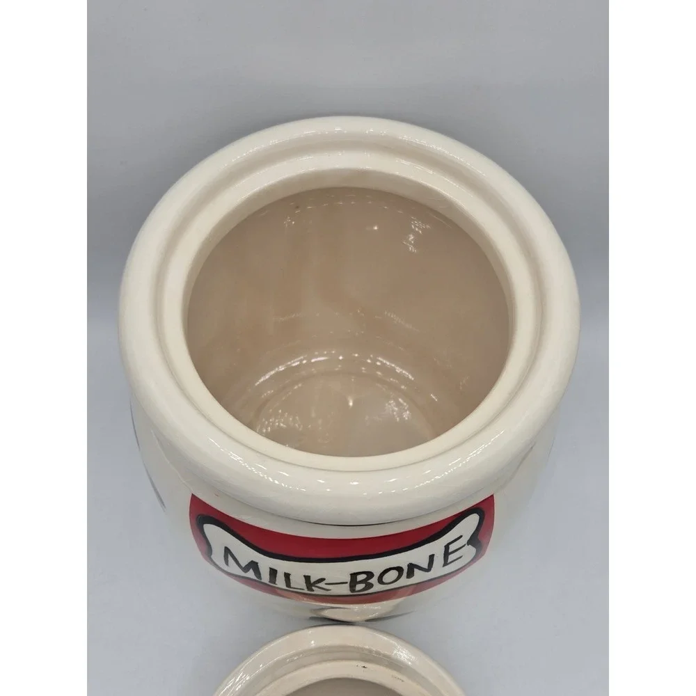 Milk Bone Ceramic Dog Treat Jar Paw Print Lid Vintage Kitchen Canister‎